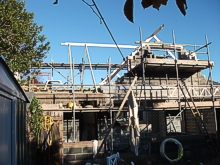Complex cut roofing work in progress